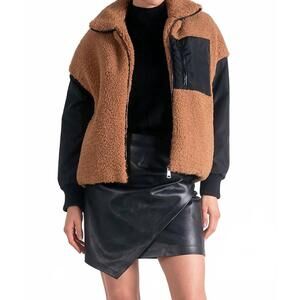 NEW ELAN faux fur jacket in brown